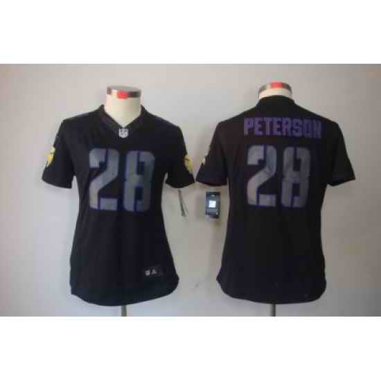 Women Nike Minnesota Vikings #28 Peterson Black Jerseys[Impact Limited]